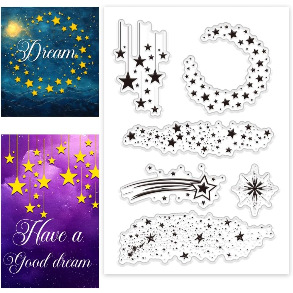 Clear Silicone Stamps For Card Making - Star Clear Stamps Night Stars Border
