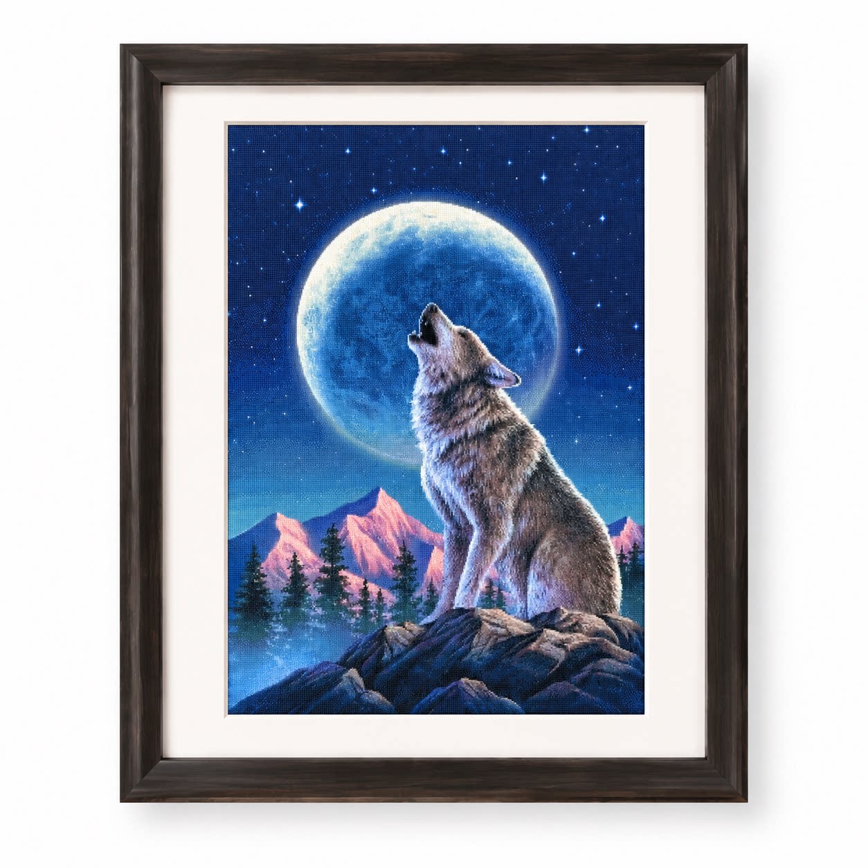 [ZZ9252-Lone Wolf Under the Mo - Cross Stitch Stamped Kits Beginners recension och pris