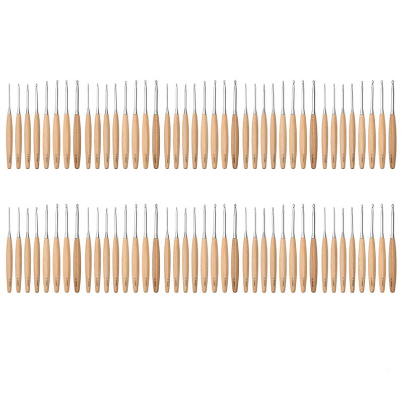 SEWS-80Pcs Wood Crochet Hooks  - Wooden Crochet Hooks Ergonomic Handle recension och pris
