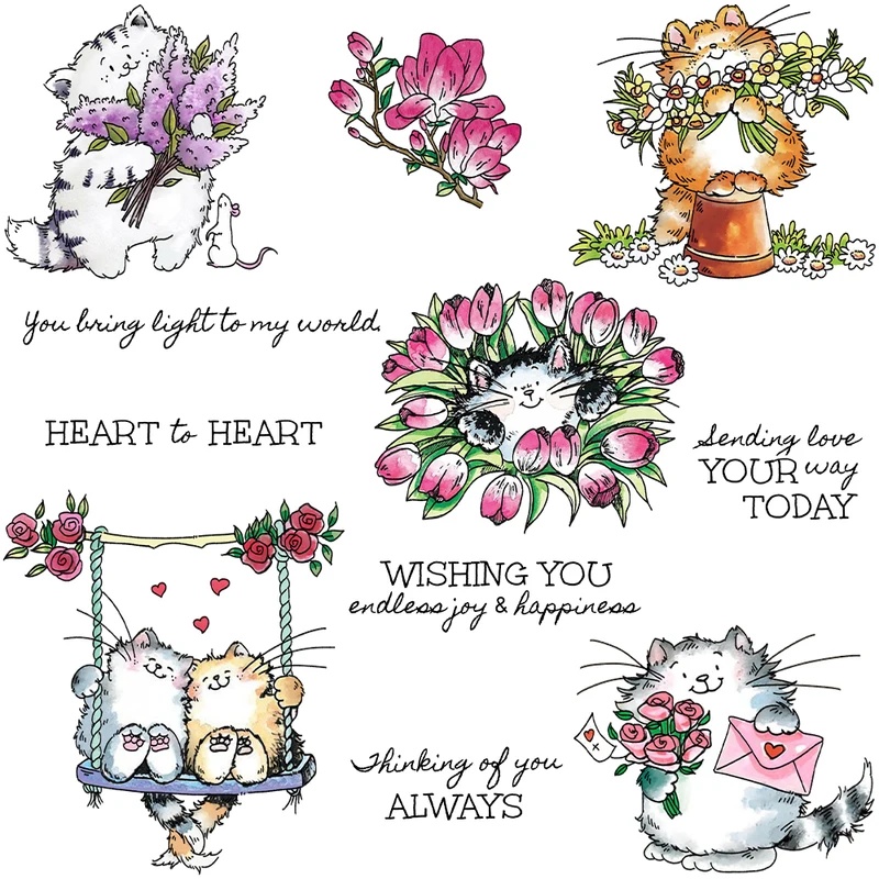 Suncraft Cute Kitty Cats And F - Clear Silicone Stamps For Card Making recension och pris