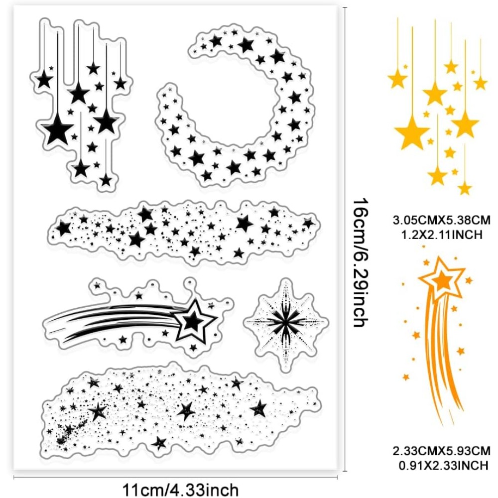 Star Clear Stamps Night Stars  - Clear Silicone Stamps For Card Making recension och pris