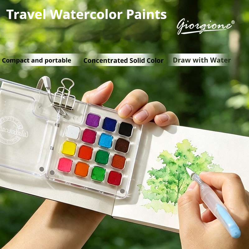 15 Colors Portable Travel Soli - Watercolor Paint Set Solid Pigment recension och pris